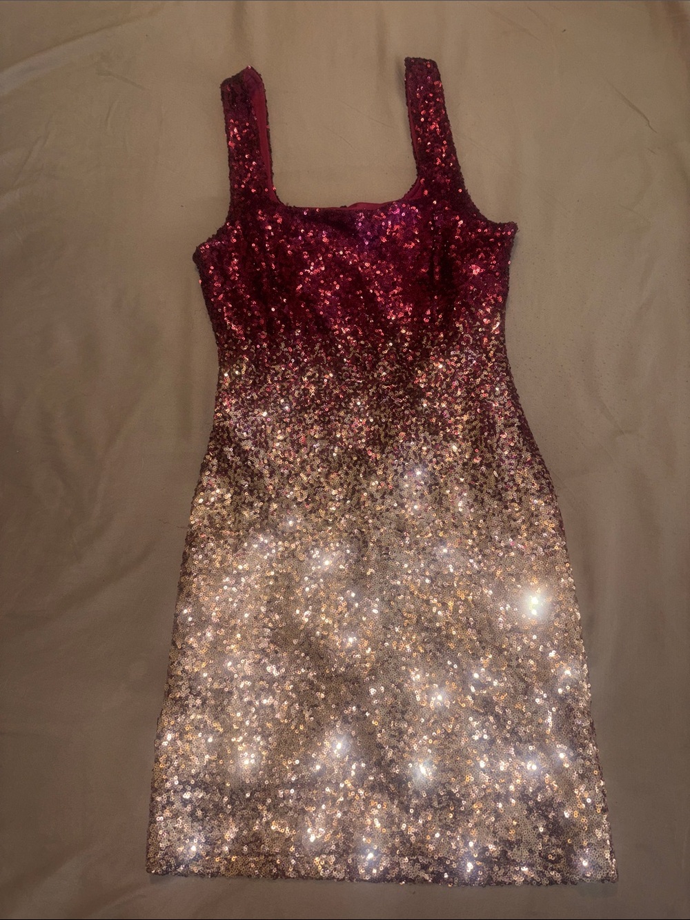 Sequin Ombre Bodycon Dress - Pink to Gold